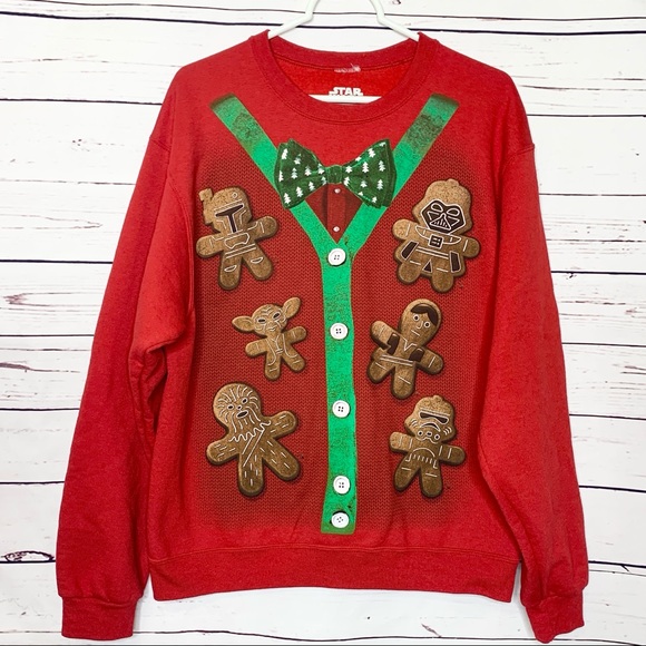 Star Wars Holiday Gingerbread Ugly Christmas Sweater Size Medium